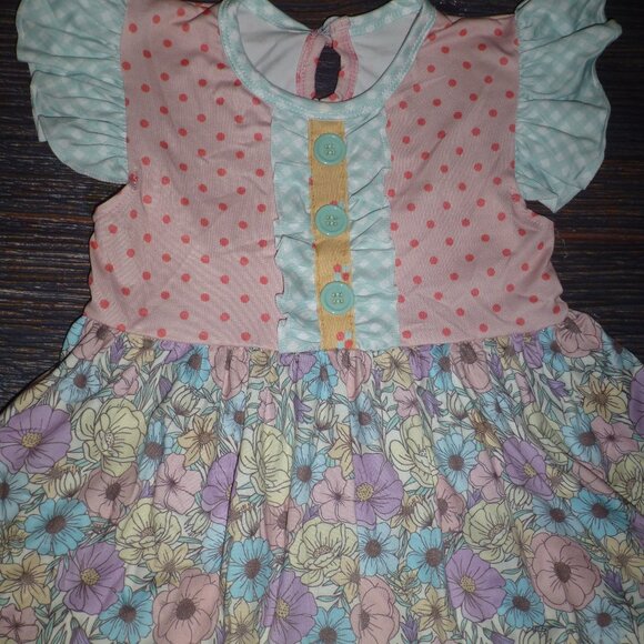 Boutique Floral Tunic Dress Ruffle Leggings Girls Outfit Set - Picture 2 of 5